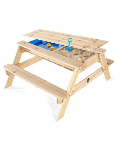 Mesa de Arena y Agua Plum Surfside para Niños - Madera Natural