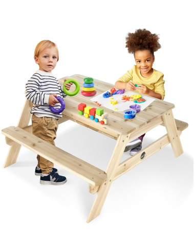 Mesa de Arena y Agua Plum Surfside para Niños - Madera Natural