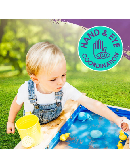 Mesa de Arena y Agua Plum Surfside para Niños - Madera Natural