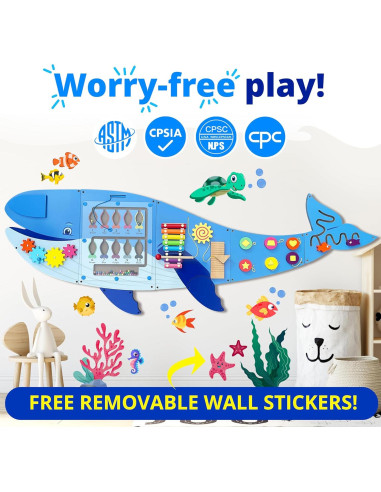 Panel Sensorial de Ballena Molcey para Niños 1-3 Años