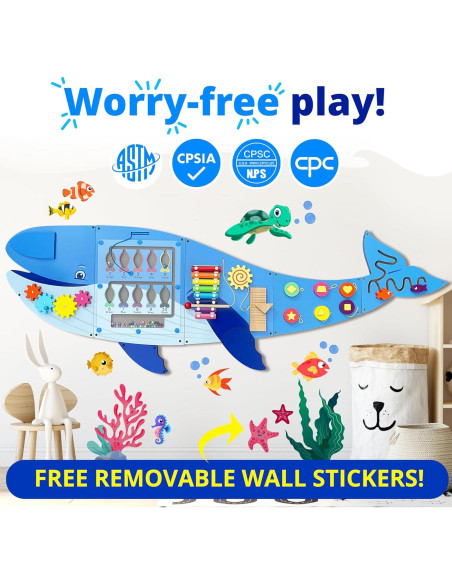 Panel Sensorial de Ballena Molcey para Niños 1-3 Años
