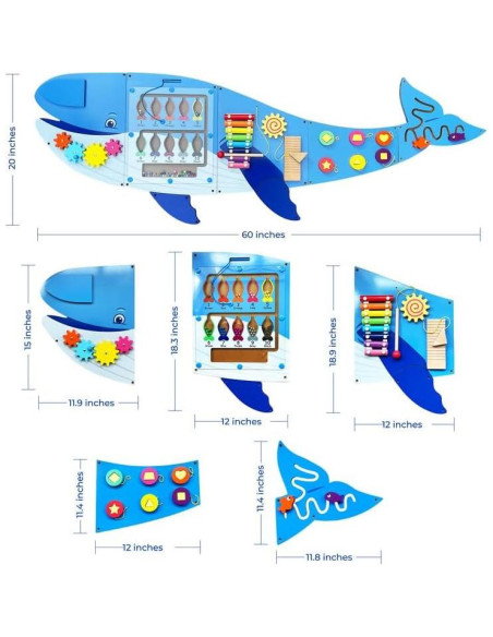 Panel Sensorial de Ballena Molcey para Niños 1-3 Años