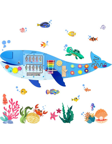 Panel Sensorial de Ballena Molcey para Niños 1-3 Años
