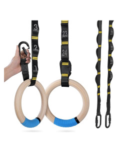 Anillas de Gimnasia de Madera PACEARTH 32mm 680kg con Cadenas