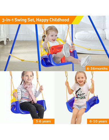 Columpio 3 en 1 FUNLIO para Niños con 4 Sacos de Arena