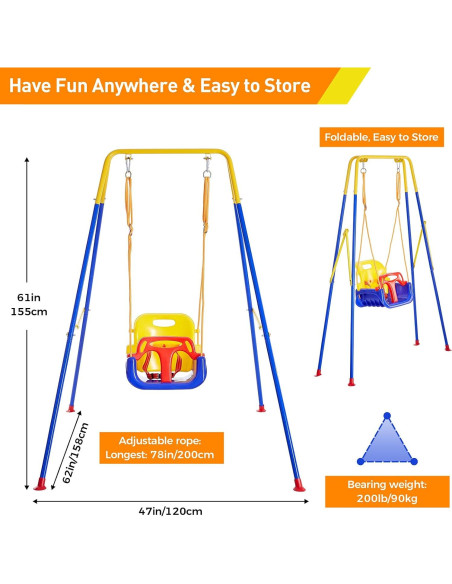 Columpio 3 en 1 FUNLIO para Niños con 4 Sacos de Arena