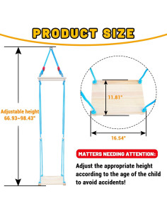 Columpio de Madera AOBOTE 3-en-1 Ajustable para Niños 2