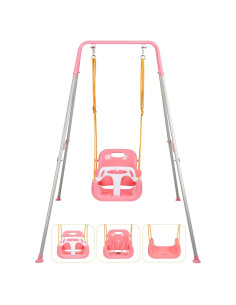 Columpio 3-en-1 UMIKOOL Rosa para Niños 6 Meses a 10 Años