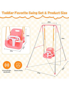 Columpio 3-en-1 UMIKOOL Rosa para Niños 6 Meses a 10 Años 2