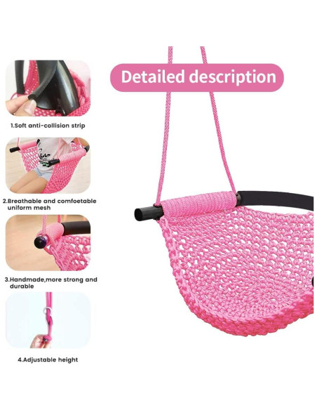 Columpio de Tejido a Mano para Niños netsTribe Rosa 200 kg