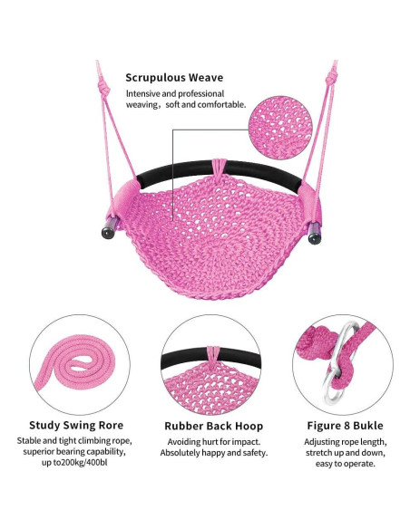 Columpio de Tejido a Mano para Niños netsTribe Rosa 200 kg