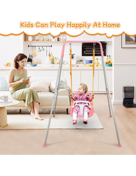 Columpio 3-en-1 UMIKOOL Rosa para Niños 6 Meses a 10 Años