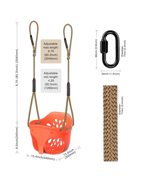 Asiento de columpio para niños SELEWARE elefante 34x34 cm
