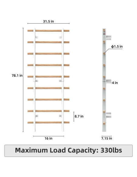 Escalera Sueca DHT WA2-W, Entrenador de Suspensión 9 Varillas
