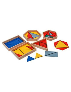 Triángulos Constructivos Montessori Adena - 5 Cajas de Madera