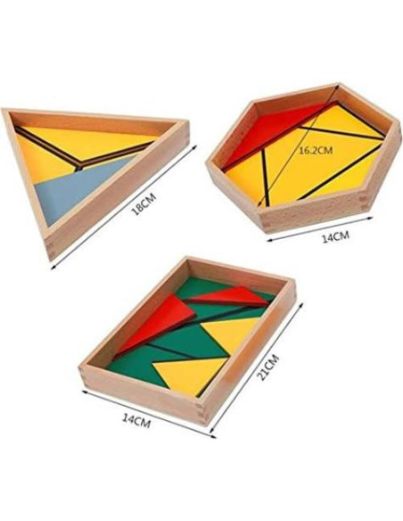 Triángulos Constructivos Montessori Adena - 5 Cajas de Madera