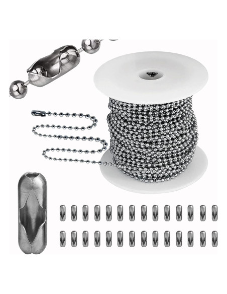 Cadena de cuentas de bola 2.4mm YZDTECH 33.5m con 200 conectores