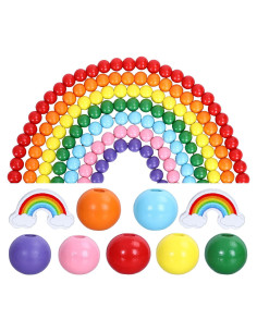 Kit de Perlas de Madera Arcoíris 230 Piezas Whaline DIY