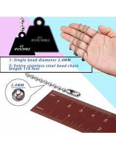 Cadena de cuentas de bola 2.4mm YZDTECH 33.5m con 200 conectores 2