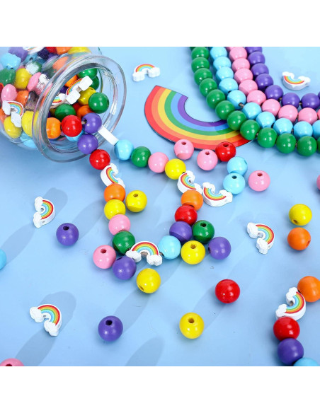 Kit de Perlas de Madera Arcoíris 230 Piezas Whaline DIY