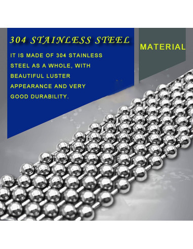 Cadena de cuentas de bola 2.4mm YZDTECH 33.5m con 200 conectores