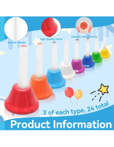 24 Campanas Musicales de Metal CONEHOY para Niños 0.51 kg