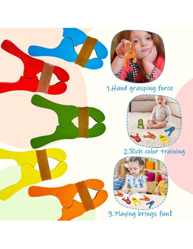 Juego de 10 Clips de Madera Coloridos Hlimior para Niños