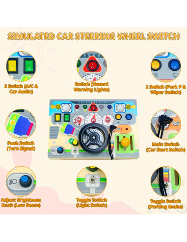 Tablero Ocupado Montessori con Luz LED - Juguete Educativo 1-3 Años