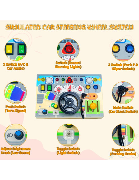 Tablero Ocupado Montessori con Luz LED - Juguete Educativo 1-3 Años