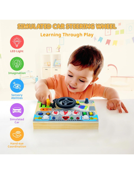 Tablero Ocupado Montessori con Luz LED - Juguete Educativo 1-3 Años