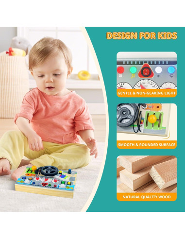 Tablero Ocupado Montessori con Luz LED - Juguete Educativo 1-3 Años