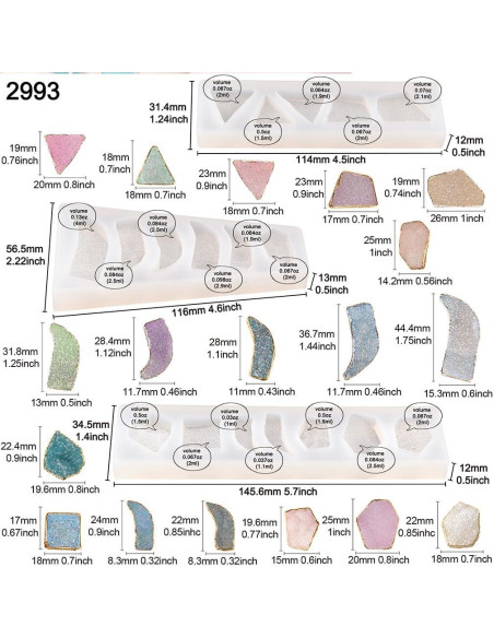 Conjunto de Moldes de Silicona FUNSHOWCASE para Joyería 33 Formas