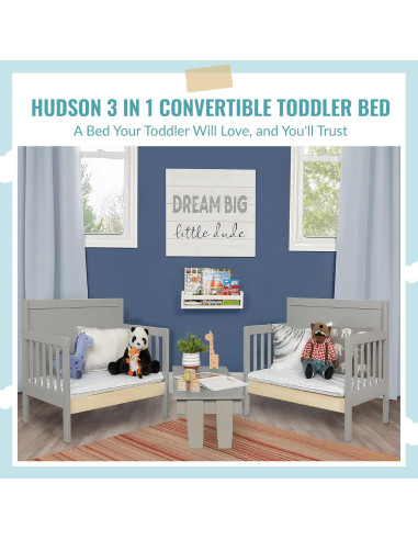 Cama Convertible Hudson 3 en 1 Dream On Me Gris Frío