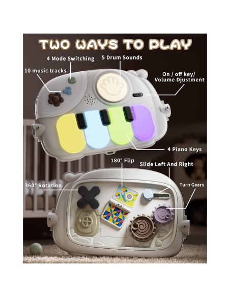 Alfombra de Juego para Bebés con Piano y 5 Juguetes Sensores