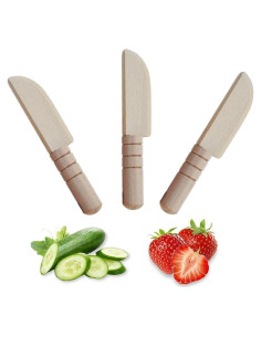 3 Cuchillos de Madera para Niños TDGBIH - Seguro y Ergonómico