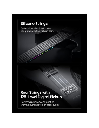 Guitarra Inteligente AeroBand AG01 Silicona 6 Cuerdas Negro