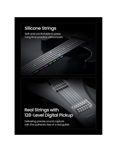 Guitarra Inteligente AeroBand AG01 Silicona 6 Cuerdas Negro