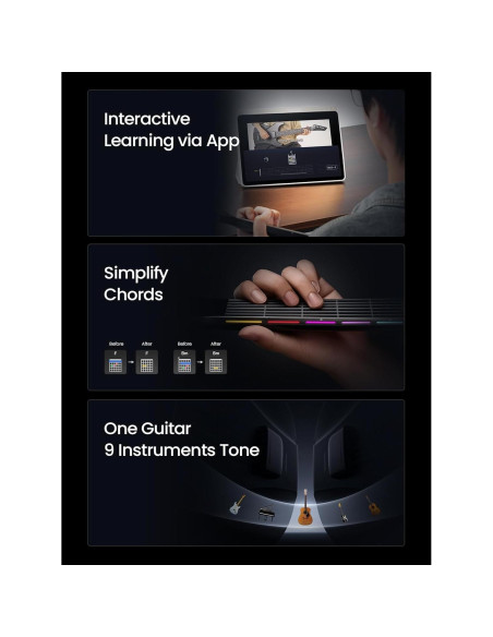 Guitarra Inteligente AeroBand AG01 Silicona 6 Cuerdas Negro