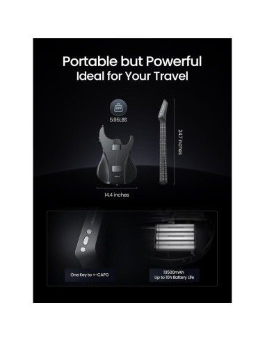 Guitarra Inteligente AeroBand AG01 Silicona 6 Cuerdas Negro