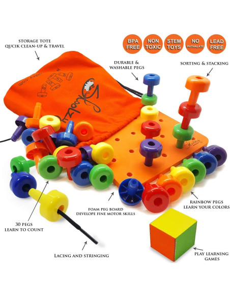 Juguete Montessori Skoolzy - Juego de Enhebrar y Clasificar