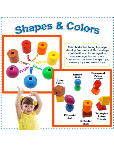 Juguete Montessori Skoolzy - Juego de Enhebrar y Clasificar