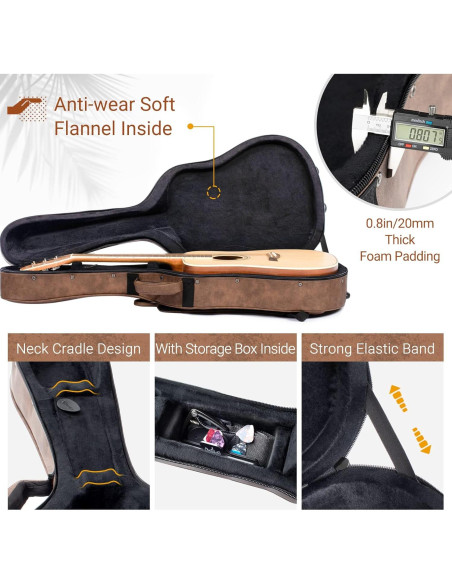 Funda Dura para Guitarra Acústica CAHAYA 40" Impermeable