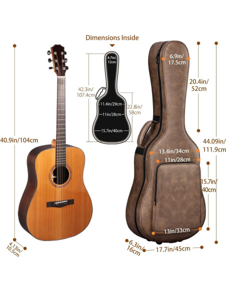 Funda Dura para Guitarra Acústica CAHAYA 40" Impermeable