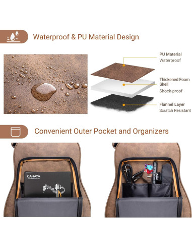 Funda Dura para Guitarra Acústica CAHAYA 40" Impermeable