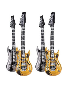 Inflables de Guitarra Rock 40 cm Dorada y Plateada - 4 pcs