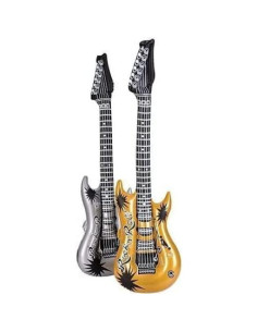 Inflables de Guitarra Rock 40 cm Dorada y Plateada - 4 pcs 2