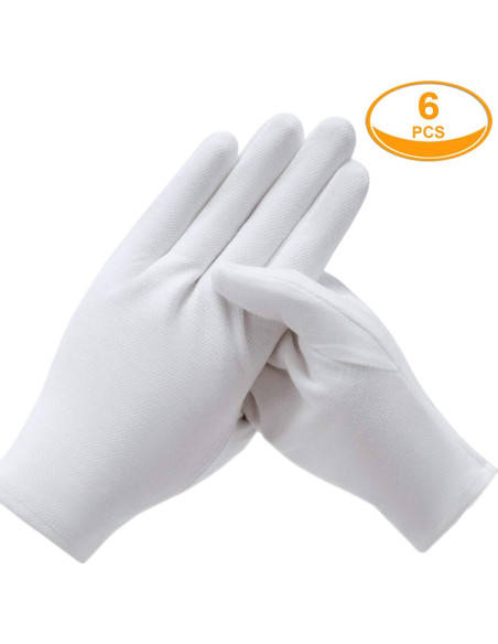 3 Pares de Guantes de Algodón Blanco Coyaho para Manos Secas