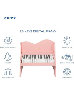 Piano Digital ZIPPY para Niños 25 Teclas Rosa Educativo 2