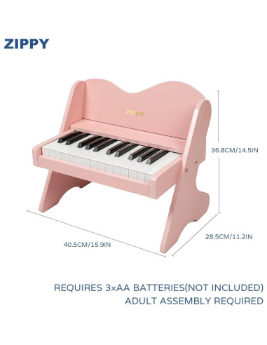 Piano Digital ZIPPY para Niños 25 Teclas Rosa Educativo