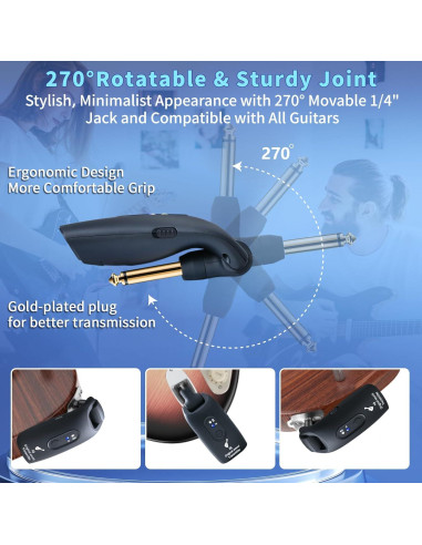 Transmisor y Receptor Inalámbrico de Guitarra A9 Negro 2.4GHz